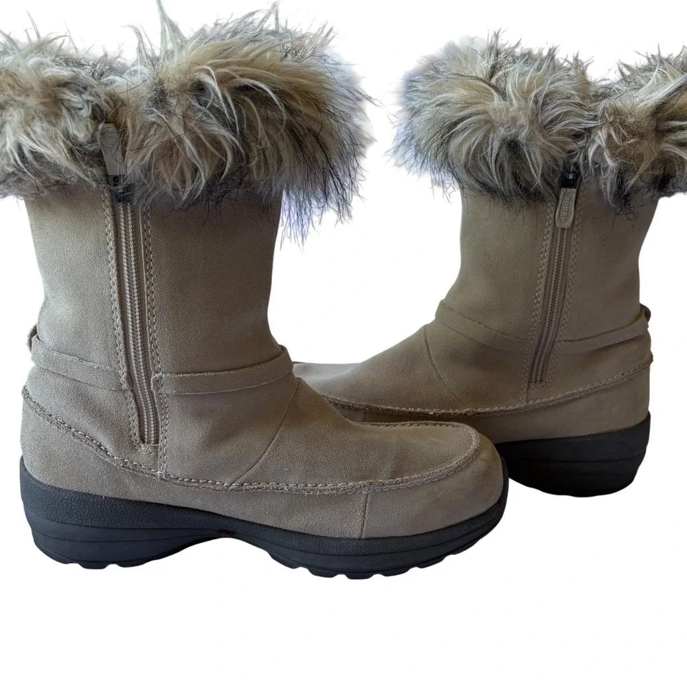 Sorel Northern Lite‎ Tall Tan Suede Faux Fur Waterproof Winter Boots NL1431 9.5